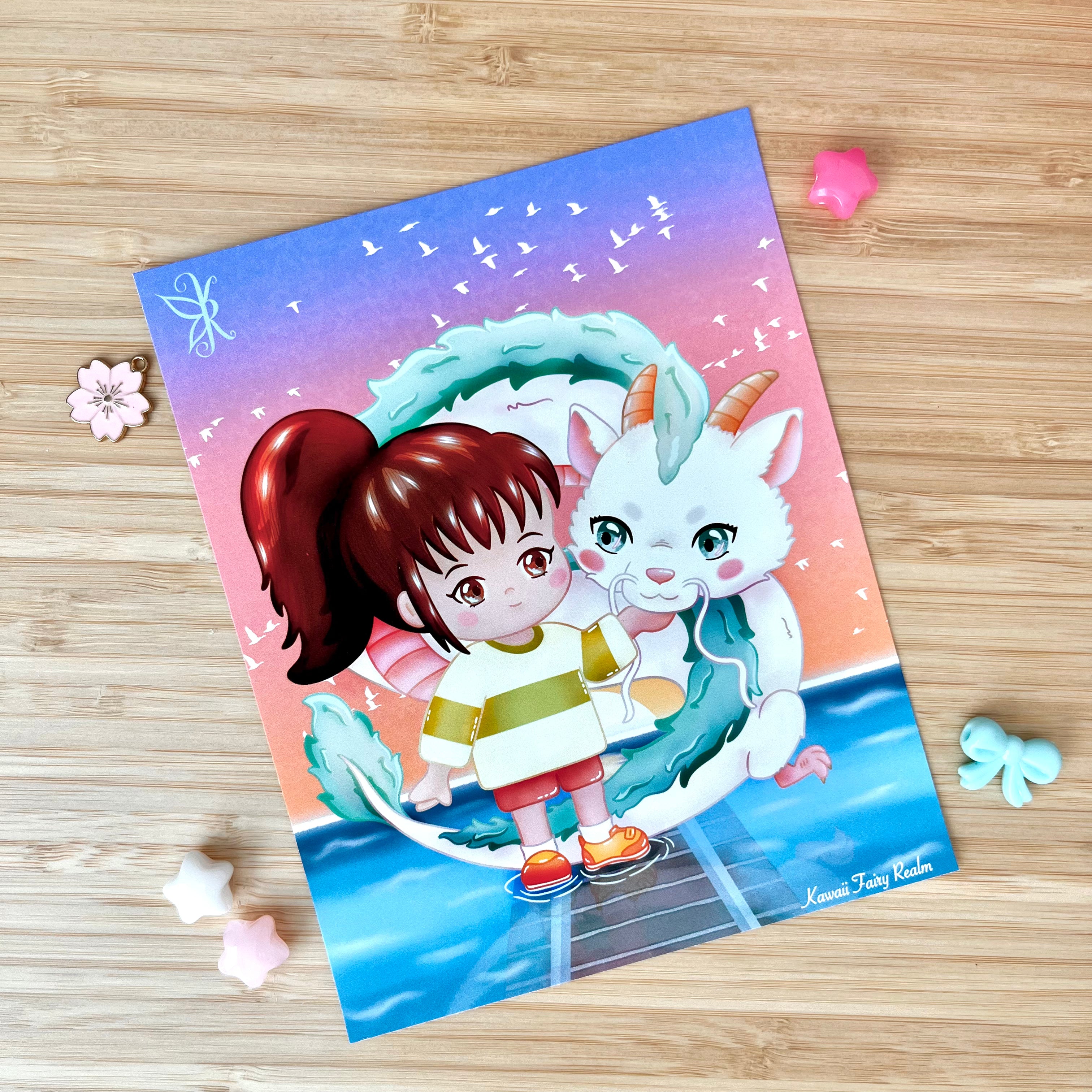 Chihiro & Haku Small Art Print