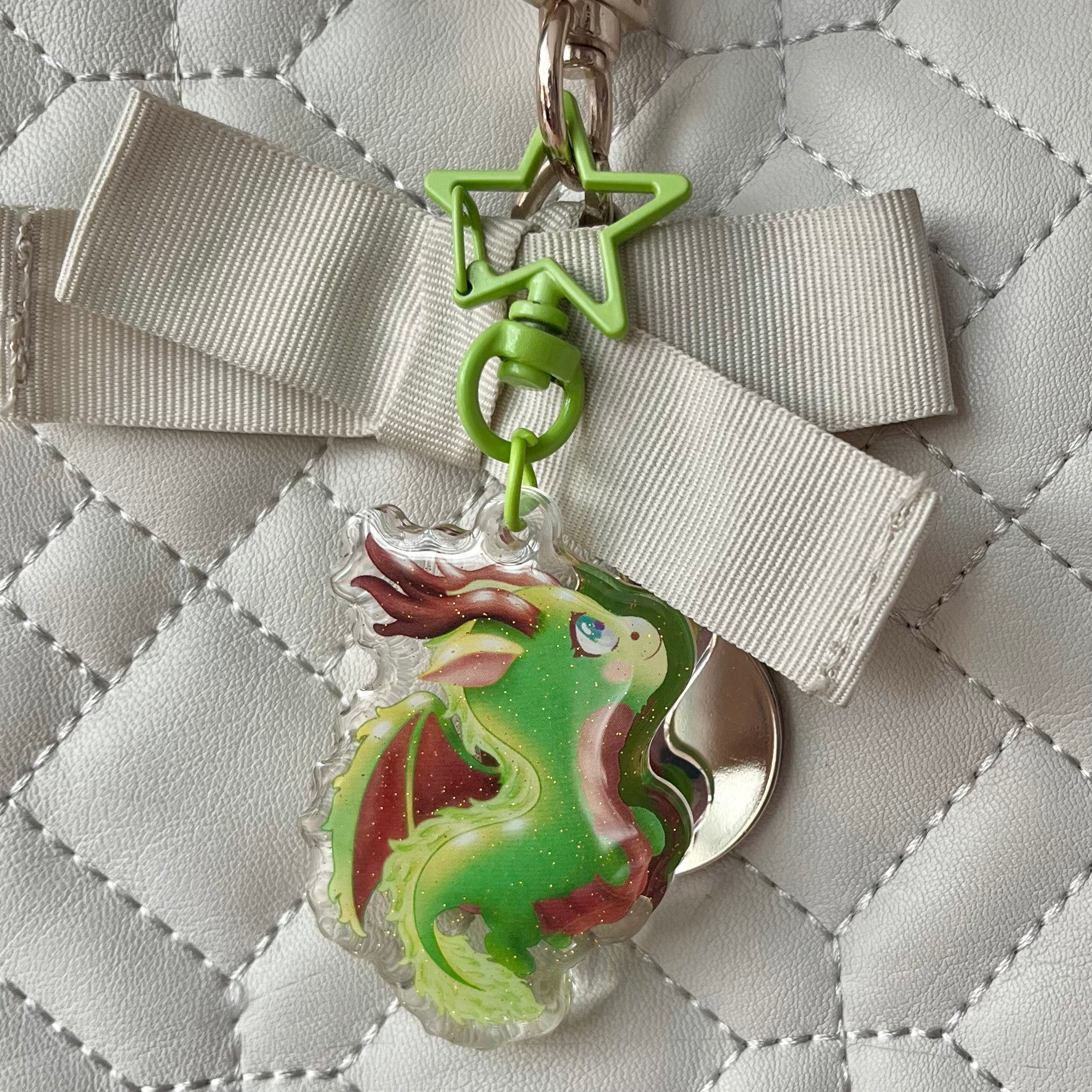Kawaii Wood Dragon Acrylic Keychain
