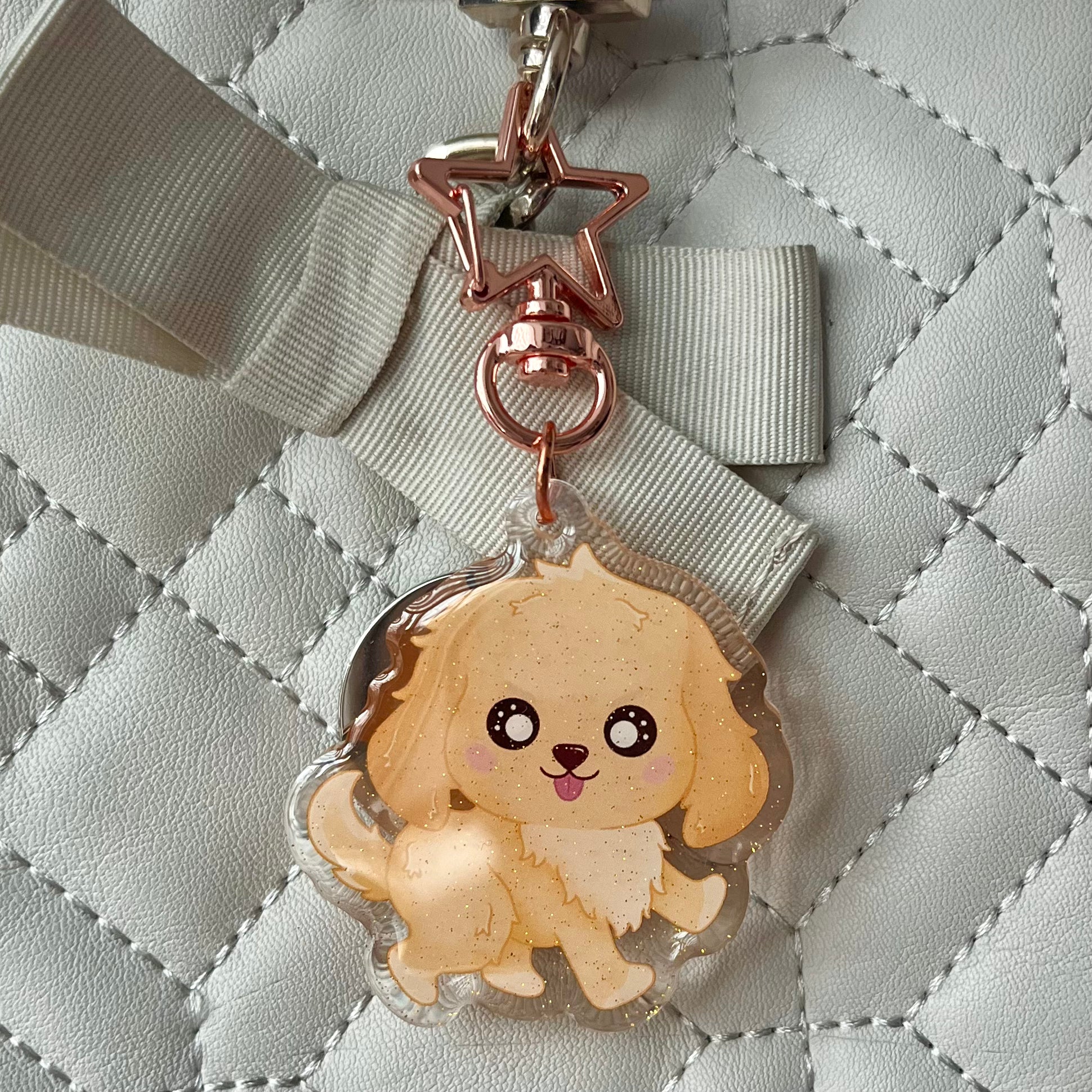 Kawaii Golden Retriever Acrylic Keychain