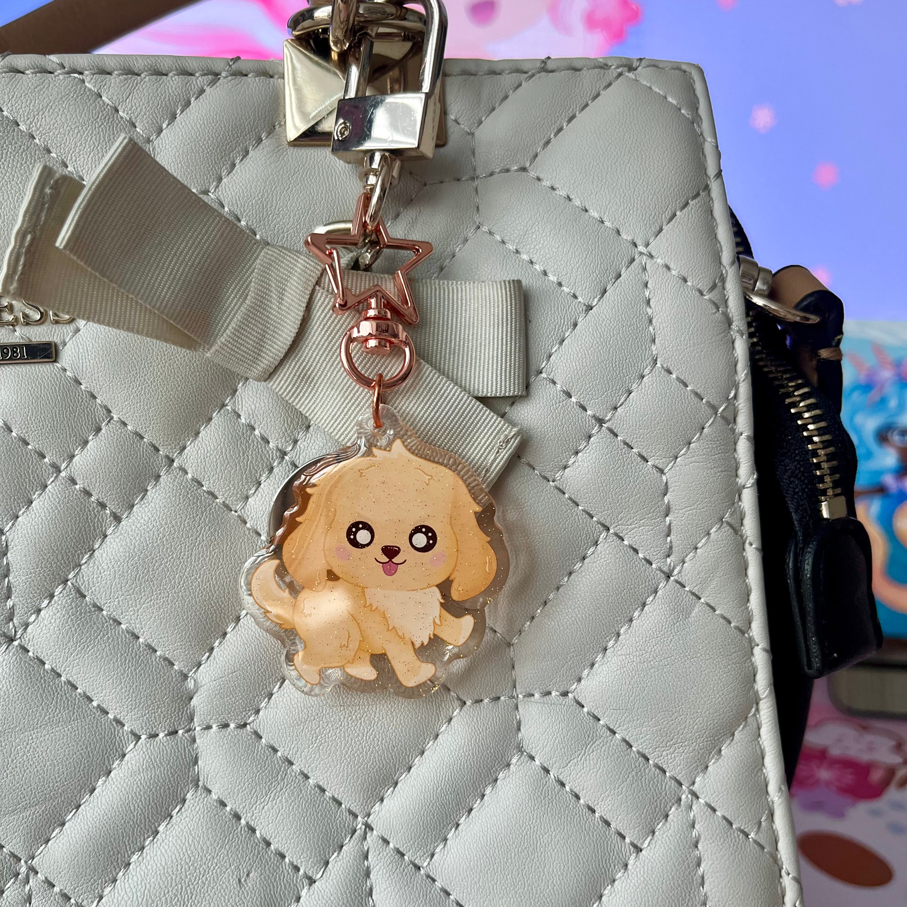Kawaii Golden Retriever Acrylic Keychain