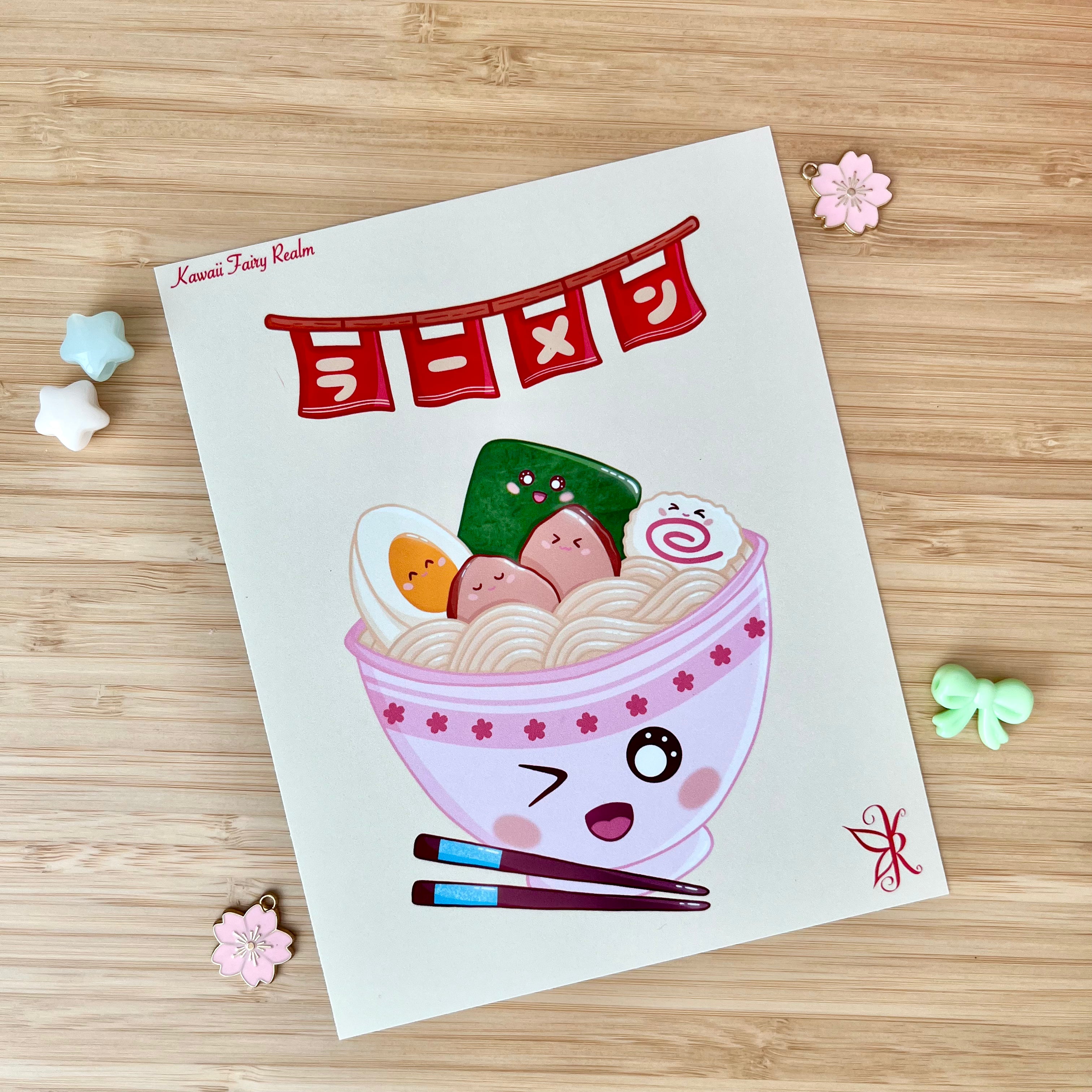 Kawaii Ramen Small Art Print