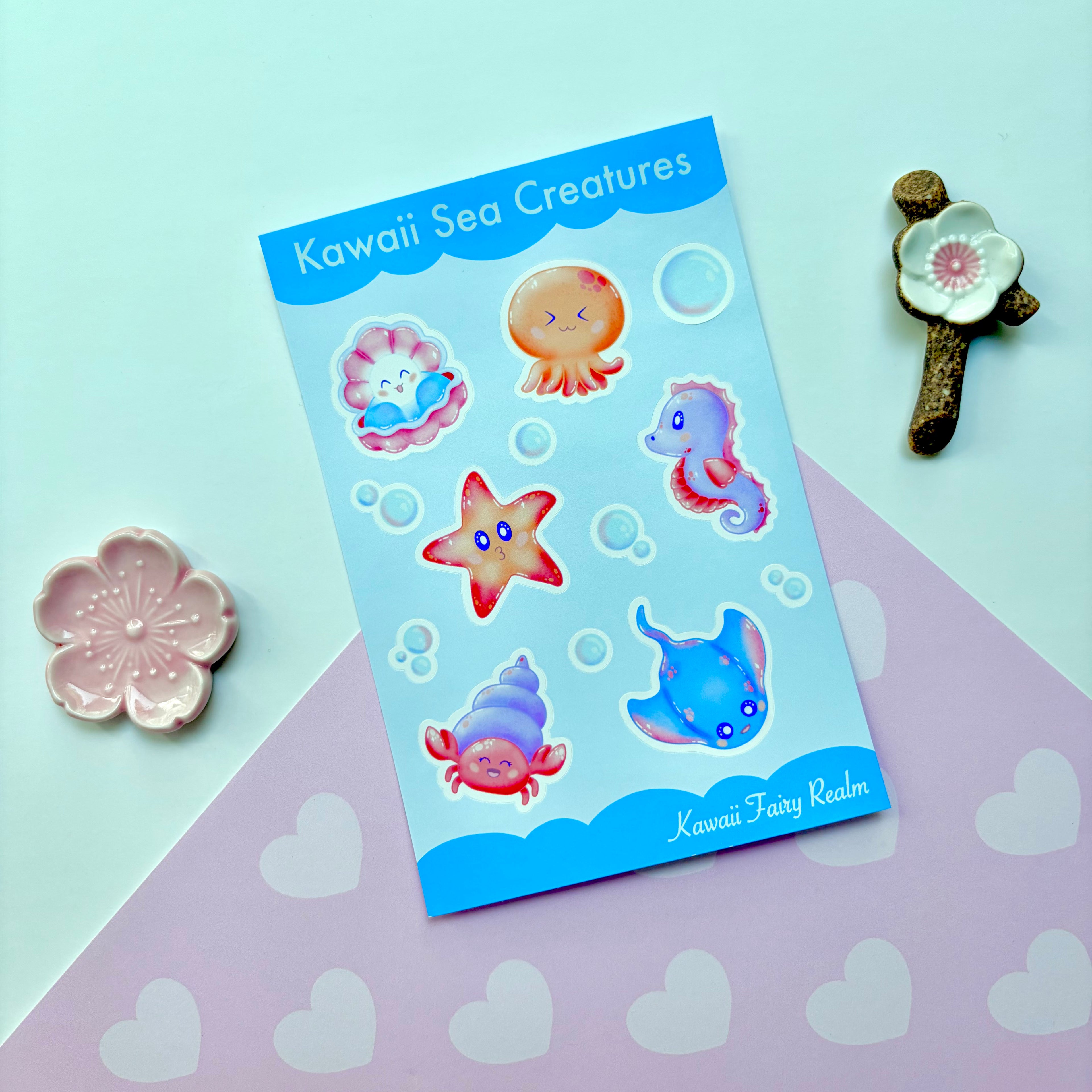 Kawaii Sea Creatures Vinyl Sticker Sheet